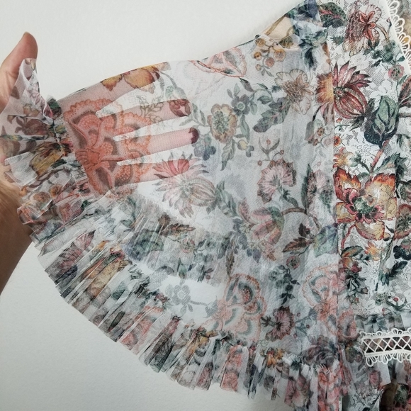 Sachin + Babi Belle Floral Chiffon Tiered Flutter Sleeve Mini Babydoll Dress 6 - Picture 8 of 12